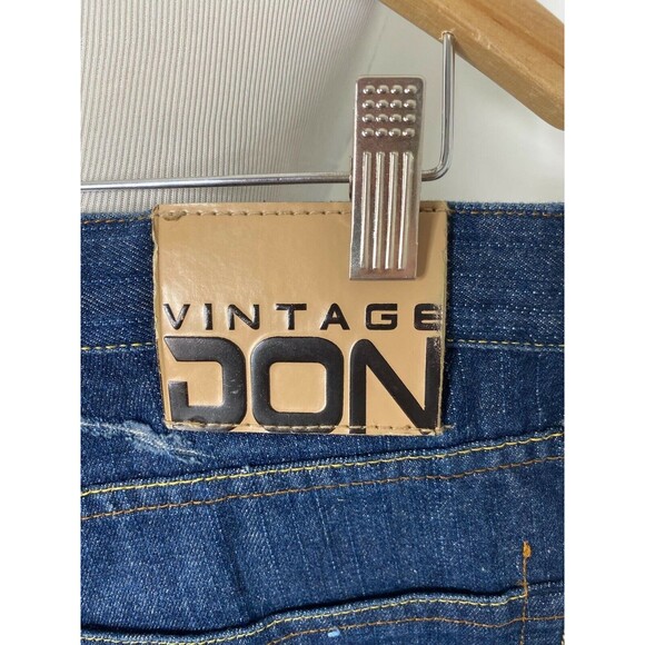 Vintage Don Men’s Shorts Blue Denim and Yellow Embroidered 5 Pocket Size 40 - Picture 7 of 7